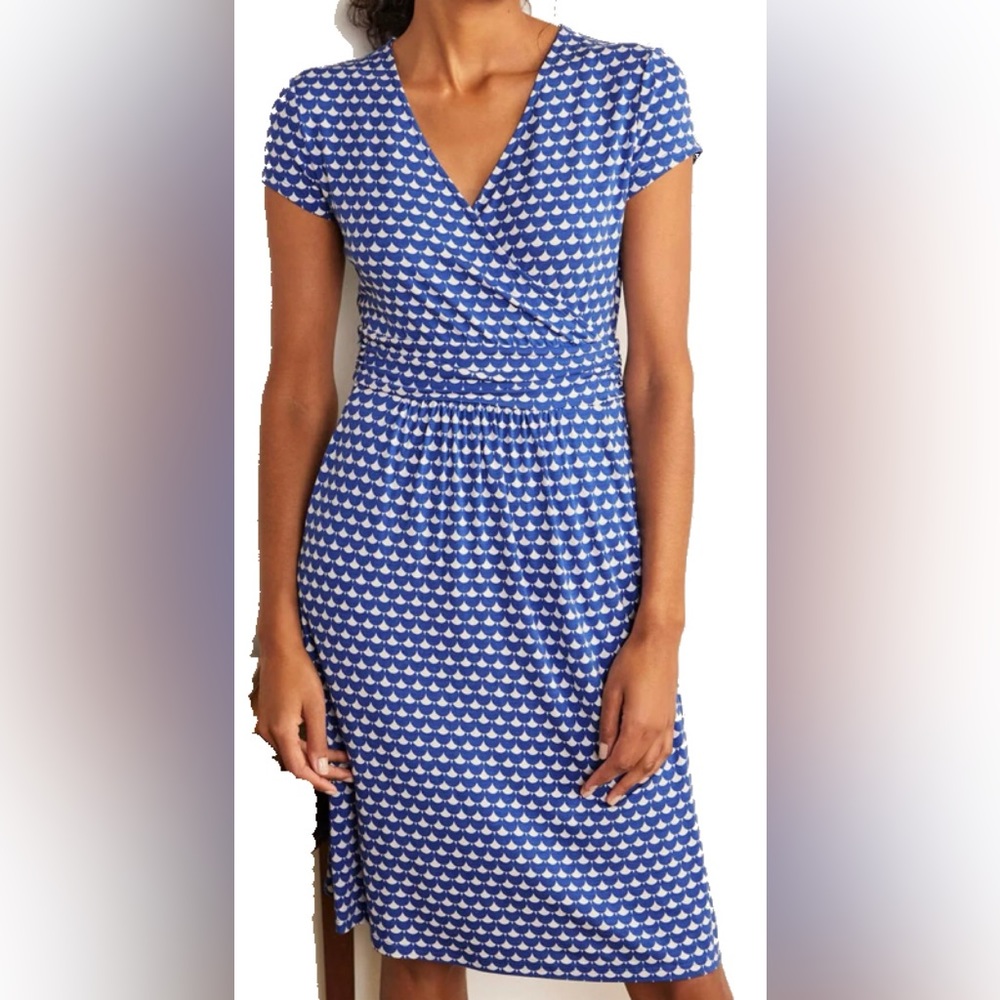 Blue and white Boden Jersey Dress with Pockets US 6/UK 10